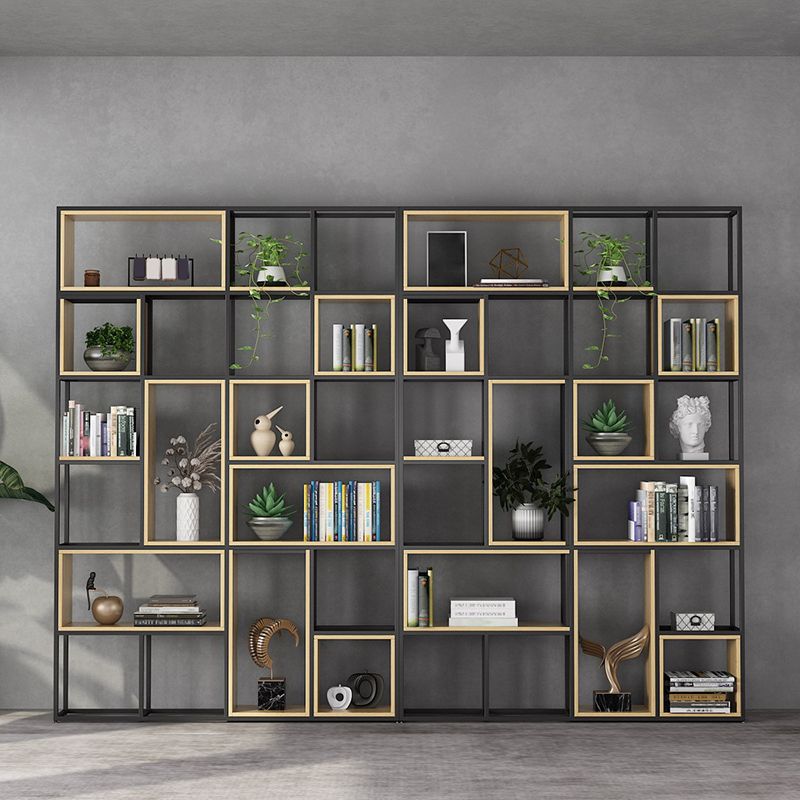 Natural Metal Etagere Shelf Bookcase Shelves Included Open Bookshelf for Study Room