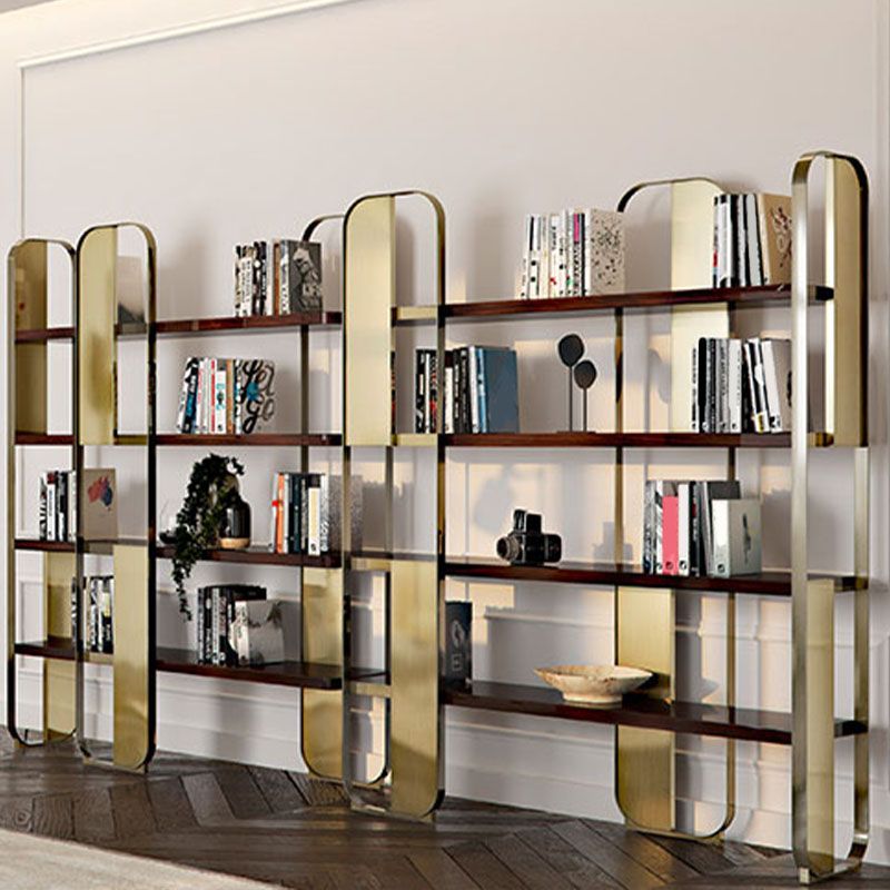 4 Shelves Contemporary Bookcase Standard Metal Open Back Bookshelf Clearhalo 'Bookcases' 'furn' 'furn_bookcases' 'Furniture' 'Office Furniture' 1200x1200_657606dc-627c-468e-b6b9-1b793a5880e5