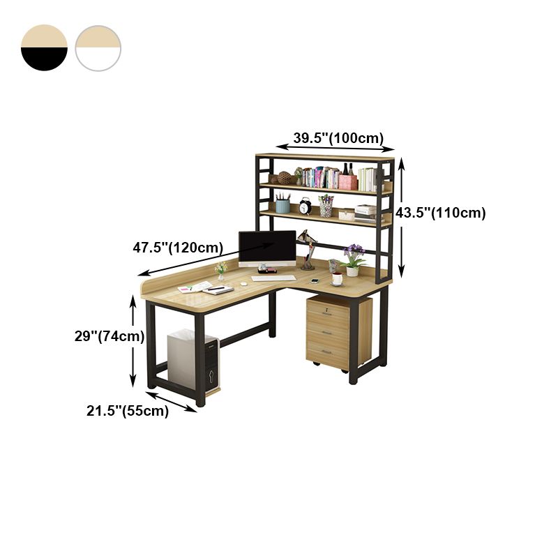 Corner Manufactured Wood Writing Desk Modern H-Shape Base Desk with Shelf Clearhalo 'furn' 'furn_office_desk' 'Furniture' 'furniture_office_desk' 'Office Desks' 'Office Furniture' 'office_desk' 1200x1200_657701b4-ffb8-4ee1-993f-bbfa7de0d251