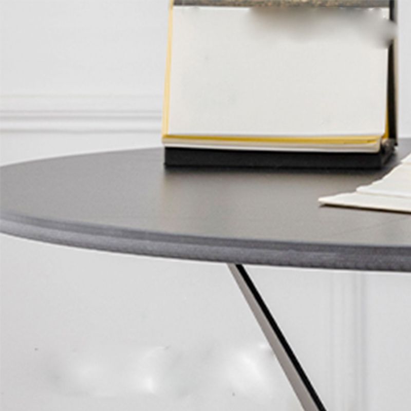 Modern Round Slate Top Side Table 22.4" Tall Metal Abstract End Table