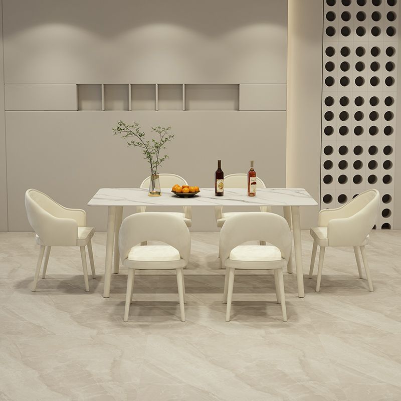 Moderne Rechteckstein -Esstisch 1/5/7 Stücke Essset für Cafe