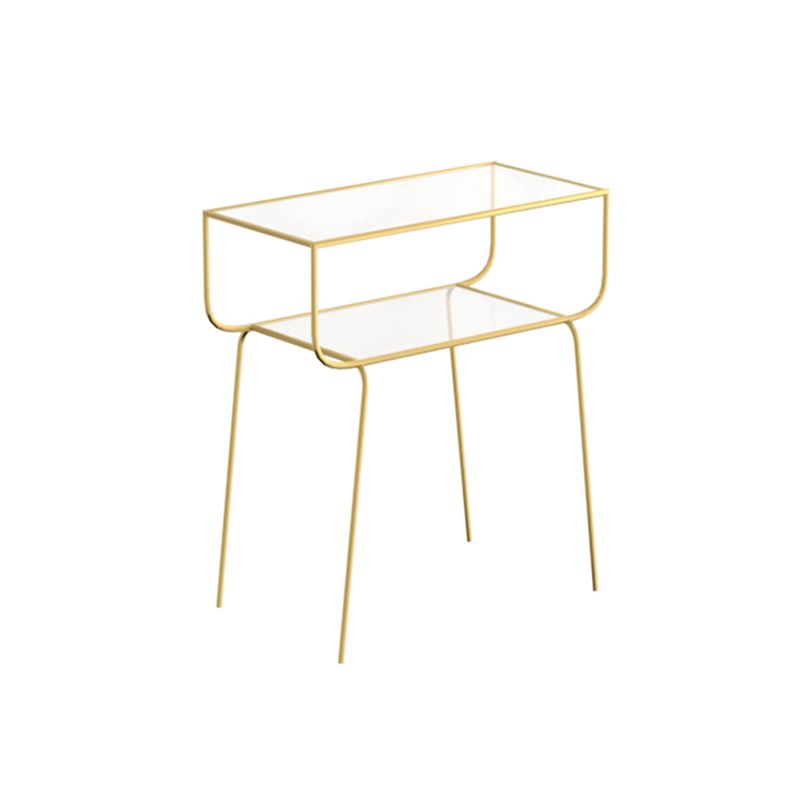 Table de nuit en verre de nuit en métal industriel avec 1 étagère, 23,6 "de haut