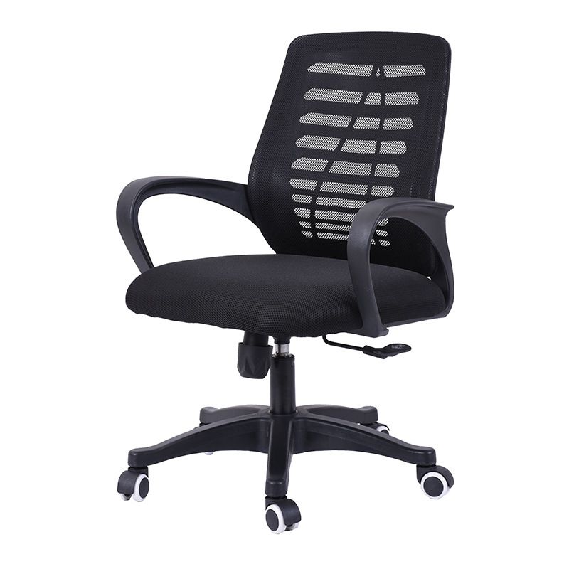 Silla deslizante moderna y contemporánea Silla de microfibra negra con respaldo medio