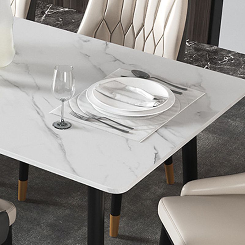 Modern Dining Rectangle Table Sintered Stone Table with Metal Legs for Home Clearhalo 'Dining Tables & Seating' 'Dining Tables' 'dining_table' 'furn' 'furn_dining_table' 'Furniture' 'Kitchen & Dining Furniture' 1200x1200_657e35cd-078d-4fde-bc09-035b57458756