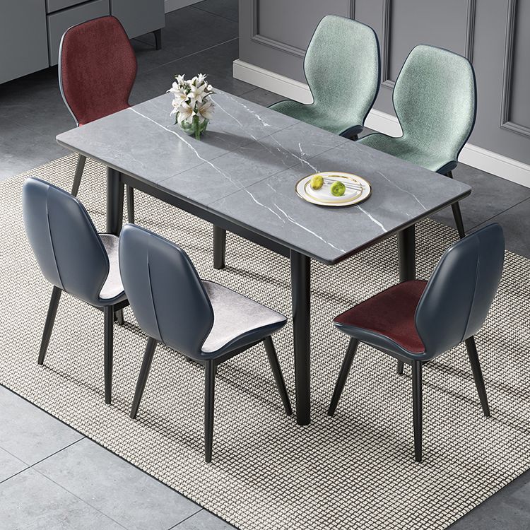 Modern Collapsible Sintered Stone Dining Room Table with 4 Metal Legs for Kitchen Dining Set Clearhalo 'Dining Room Sets' 'Dining Tables & Seating' 'dining_room_set' 'furn' 'furn_dining_room_set' 'Furniture' 'furniture_dining_room_set' 'Kitchen & Dining Furniture' 'kitchen&dining_furn' 'kitchen' 1200x1200_657e4c01-1c77-4e2d-adc0-b262103351bf