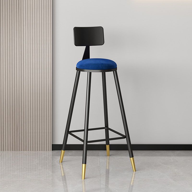 Glam Metal Barstool Velvet Footrest Low Back Stool in Matte Finish for Home Clearhalo 'Bar Furniture' 'Bar Stools' 'bar_stools' 'furn' 'furn_bar_stools' 'Furniture' 'Kitchen & Dining Furniture' 1200x1200_657f8940-3cd0-422f-9f1c-7126eaf18b03