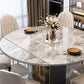 5/7 Pcs Contemporary Stone Round Shape Dinette Table with Upholstered Chair Clearhalo 'Dining Room Sets' 'Dining Tables & Seating' 'dining_room_set' 'furn' 'furn_dining_room_set' 'Furniture' 'Kitchen & Dining Furniture' 1200x1200_6580e5ce-f4d2-4e57-8f5f-70684792a747