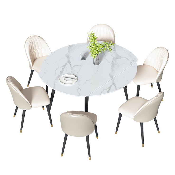 Sintered Stone Top Round Table for Restaurant Modern Dining Table with 4 Legs Clearhalo ' dining_table' 'Dining Tables & Seating' 'Dining Tables' 'furn' 'furn_dining_table' 'Furniture' 'furniture_dining_table' 'Kitchen & Dining Furniture' 'kitchen&dining_furn' 'kitchen' 'kitchen_dining_table' 1200x1200_6582cf68-ff11-4e35-a461-a69f08c0b8d4