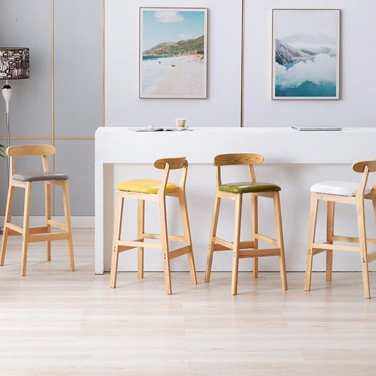 Scandinavian Rubberwood Home Stool Matte Finish Upholstered Footrest Barstool Clearhalo 'Bar Furniture' 'Bar Stools' 'bar_stools' 'furn' 'furn_bar_stools' 'Furniture' 'furniture_bar_stools' 'Kitchen & Dining Furniture' 1200x1200_6583d148-6dad-4992-a7be-ad6820d2c3dd