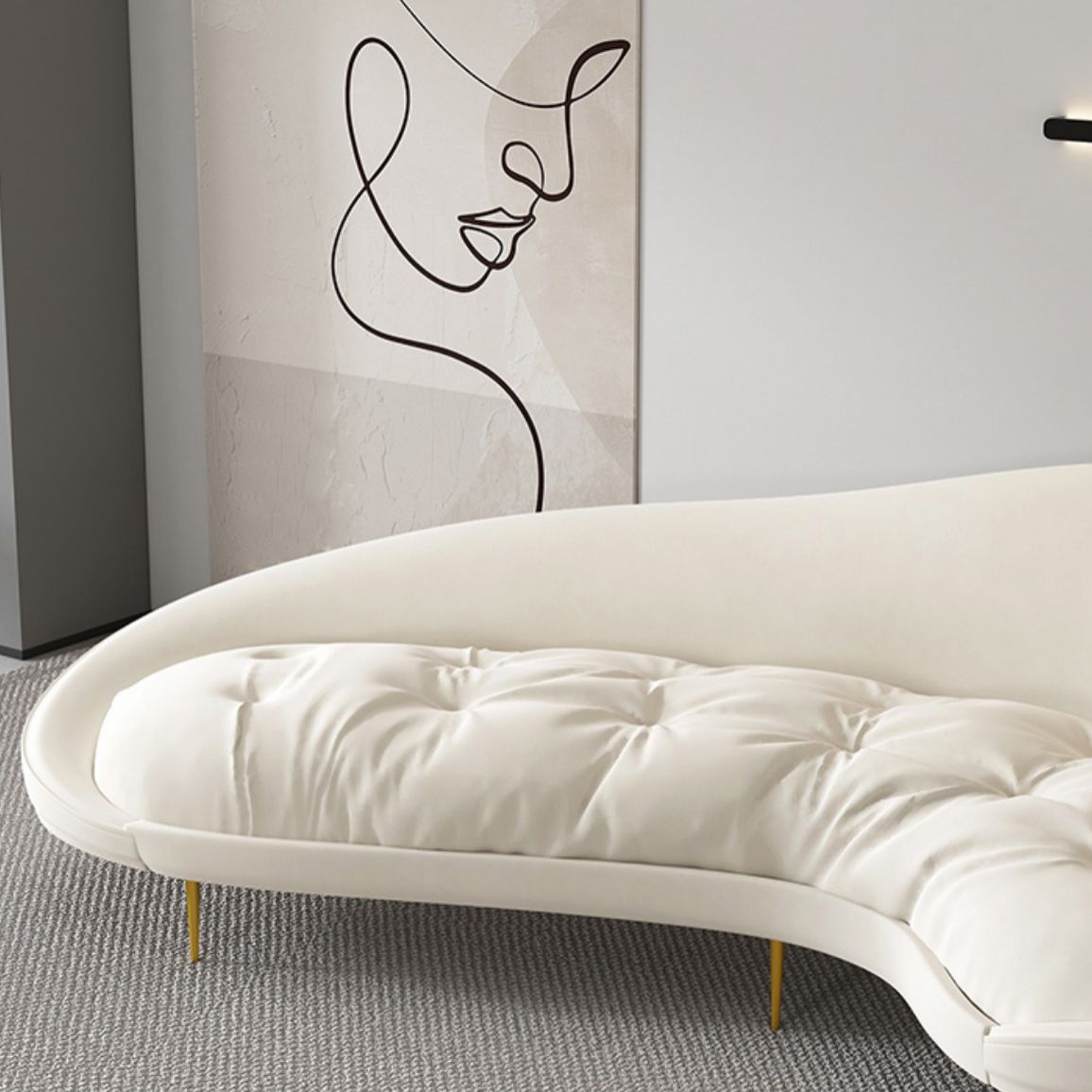 Stationary Sofa Apartment Slope Arm Loveseat for Living Room