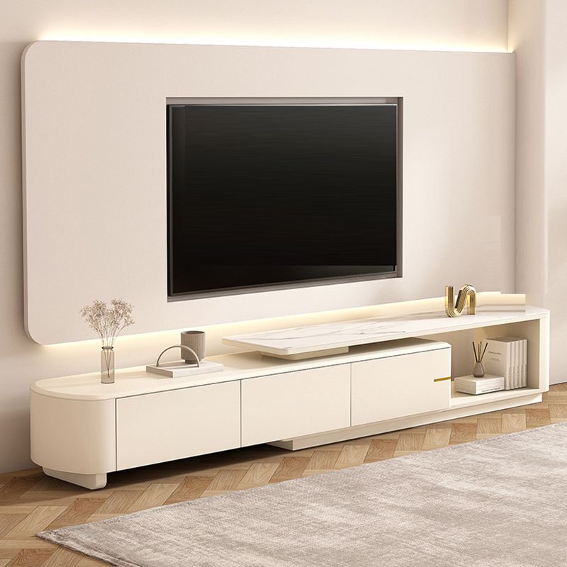 White TV Stand Console Contemporary Media Console with Drawers Clearhalo 'furn' 'furn_tv_stands_entertainment_centers' 'Furniture' 'Living Room Furniture' 'TV Stands & Entertainment Centers' 'TV Stands & Media Storage Furniture' 'tv_stands_entertainment_centers' 1200x1200_658457f2-0d5c-4f8f-831a-1f0b6e58d4bd