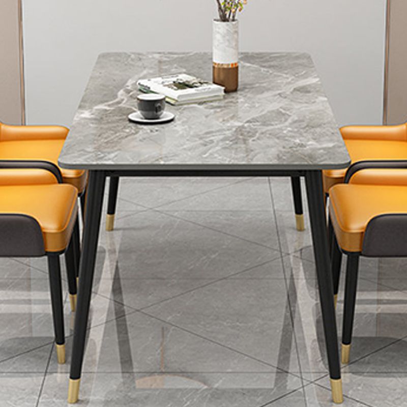 Slate and Metal Table Glam Style Rectangular Dining Table for Home Dining Room Clearhalo 'Dining Tables & Seating' 'Dining Tables' 'dining_table' 'furn' 'furn_dining_table' 'Furniture' 'Kitchen & Dining Furniture' 1200x1200_65858949-569d-4053-aa43-557d4606e5e4