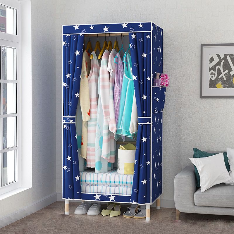 Metal Modern Armoire Shelves Storage Wardrobe Closet with Garment Rod Clearhalo 'Armoires & Wardrobes' 'armoires_wardrobes' 'Bedroom Furniture' 'furn' 'furn_armoires_wardrobes' 'Furniture' 1200x1200_6585bc46-9a7d-4f82-8e9f-686ae007908c