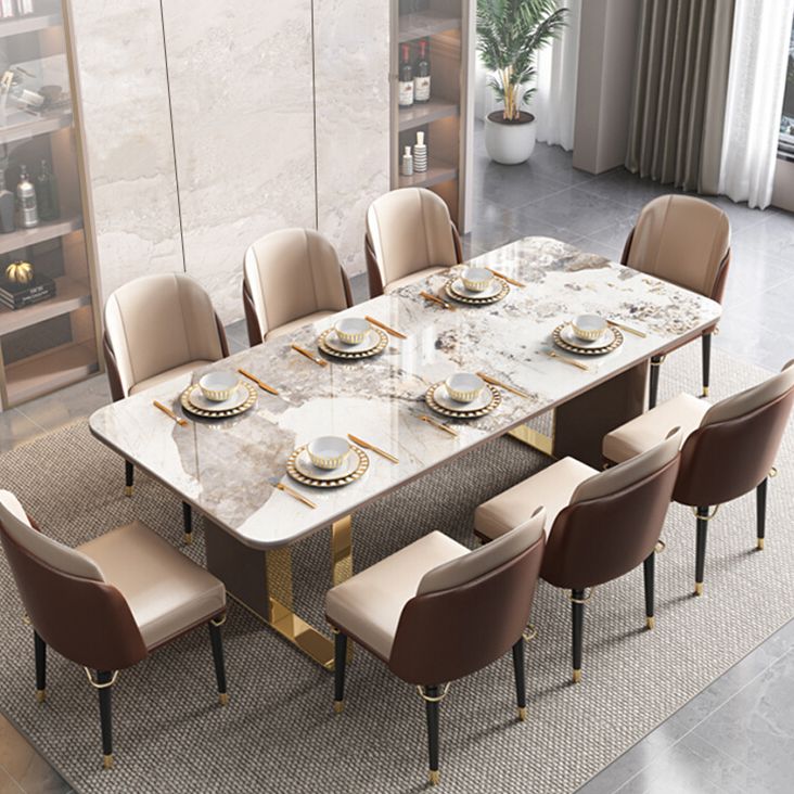 Dining Table Set Modern with Sintered Stone Dining Table and Padded Chairs Clearhalo 'Dining Room Sets' 'Dining Tables & Seating' 'dining_room_set' 'furn' 'furn_dining_room_set' 'Furniture' 'furniture_dining_room_set' 'Kitchen & Dining Furniture' 'kitchen&dining_furn' 'kitchen' 1200x1200_6585e8a2-43a8-4bb7-a8ad-997cabb4b3d5
