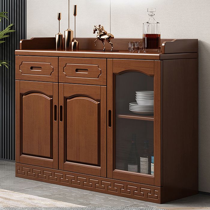 Contemporary Sideboa Wood Glass Doors Side Board with Drawers and Cabinets Clearhalo 'buffet_sideboard' 'Buffets & Sideboards' 'furn' 'furn_buffet_sideboard' 'Furniture' 'Kitchen & Dining Furniture' 1200x1200_6587db64-2c07-4e79-85e0-ab9bc89a7f72