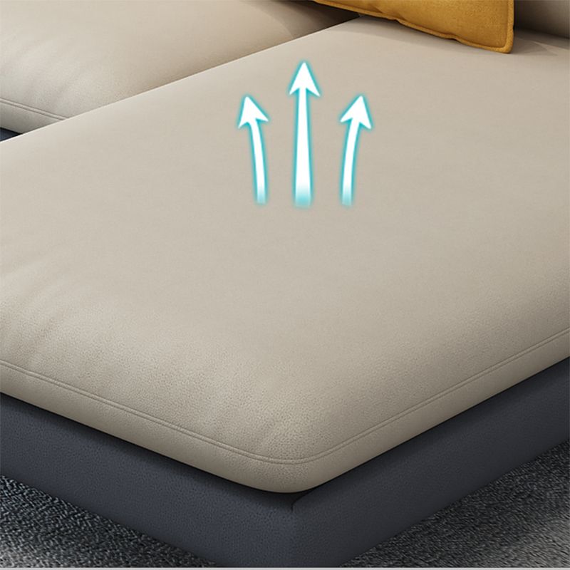 126.0"L √ó 66.9"W √ó 35.8"H Faux Leather Recessed Arm Sectional Slipcovered Sofa and Chaise Clearhalo 'furn' 'furn_sectionals' 'Furniture' 'furniture_sectionals' 'Living Room Furniture' 'Sectionals' 1200x1200_658951c5-d989-4fa0-a1ee-cfc414d989d8