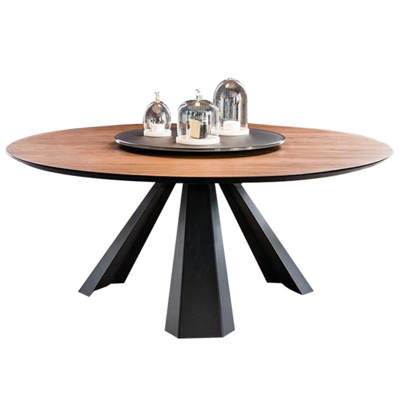 Round Shape 3 Legs Modern Dining Table Wood Color Fixed Table of Solid Wood Clearhalo ' dining_table' 'Dining Tables & Seating' 'Dining Tables' 'Furniture' 'furniture_dining_table' 'Kitchen & Dining Furniture' 'kitchen&dining_furn' 'kitchen' 'kitchen_dining_table' 1200x1200_6589c271-ca14-4265-8272-2ceca6675ce8