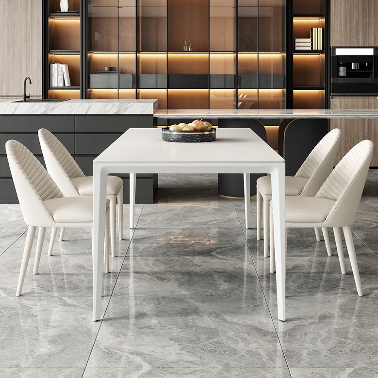 Metal Contemporary Rectangular Dining Table White Sintered Stone Table with 4 Legs Clearhalo ' dining_table' 'Dining Tables & Seating' 'Dining Tables' 'Furniture' 'furniture_dining_table' 'Kitchen & Dining Furniture' 'kitchen&dining_furn' 'kitchen' 'kitchen_dining_table' 1200x1200_6589f05a-7a54-46ad-b41b-a238b10b33f6