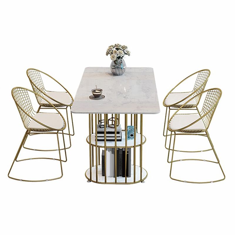 Tavolo in pietra e metallo moderno tavolo da pranzo rettangolare per la casa minimalista