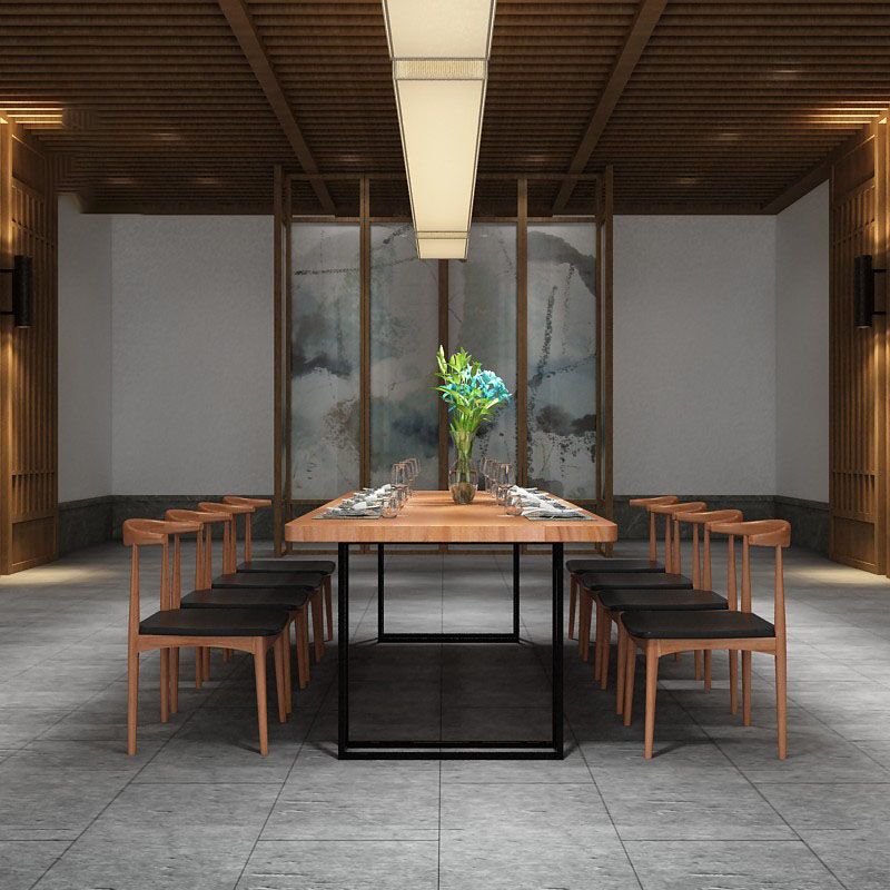 Rectangular 1/2/9 Pieces Dining Set Natural and Black Windsor Back Chair Set for Kitchen Clearhalo 'Dining Room Sets' 'Dining Tables & Seating' 'dining_room_set' 'furn' 'furn_dining_room_set' 'Furniture' 'furniture_dining_room_set' 'Kitchen & Dining Furniture' 'kitchen&dining_furn' 'kitchen' 1200x1200_658a750d-eb72-41f4-a57c-555594fca115