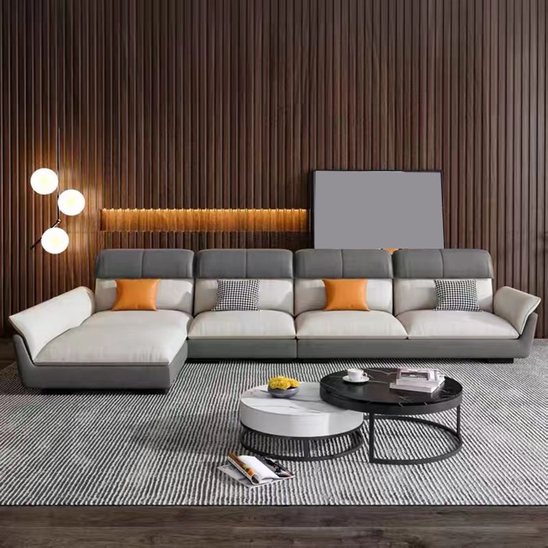 Scandinave résistant aux taches en cuir en cuir en L canapé