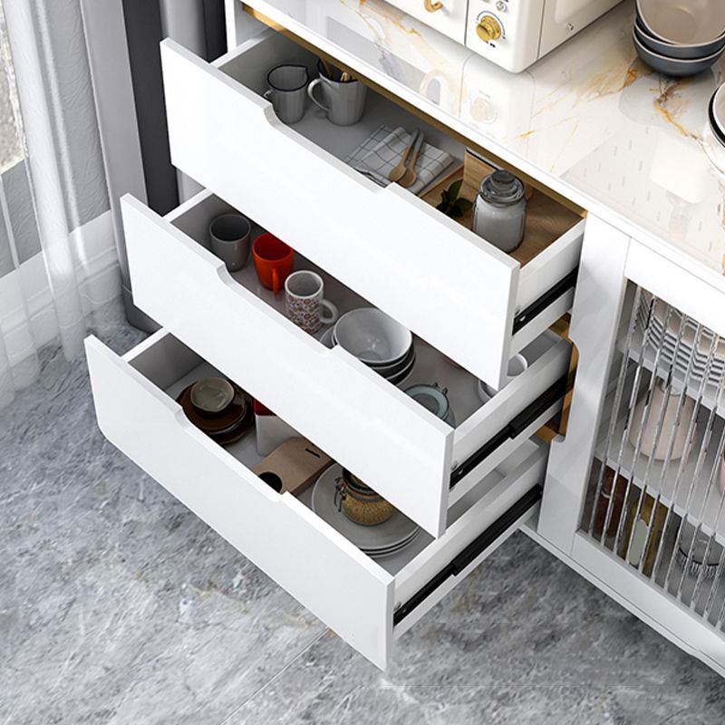 Server a porte di vetro moderno 3 cassetti e 3 mobili porte a buffet