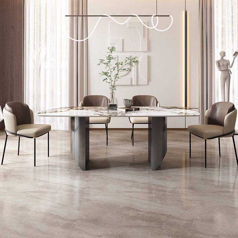 Metal Dinette Set with Padded Chairs 1/2/5/6/7 Pieces Glam Stone Dining Table Set Clearhalo 'Dining Room Sets' 'Dining Tables & Seating' 'dining_room_set' 'furn' 'furn_dining_room_set' 'Furniture' 'Kitchen & Dining Furniture' 1200x1200_658c83db-97fa-475e-bdd7-c37218aeb8fc