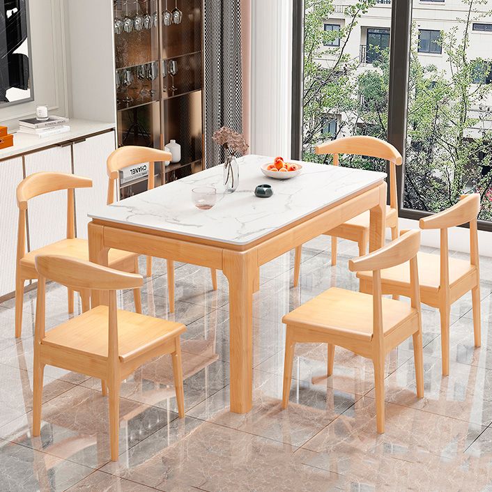 Rectangle Dining Site Table Contemporary Style Faux Marble Furniture