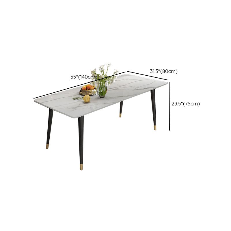 Modern Dining Rectangle Table Sintered Stone Table with Metal Legs for Kitchen Clearhalo 'Dining Tables & Seating' 'Dining Tables' 'dining_table' 'furn' 'furn_dining_table' 'Furniture' 'Kitchen & Dining Furniture' 1200x1200_658e10e1-88da-4475-8471-cbad9e4e01b8