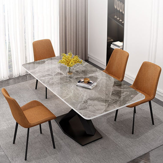 Modern Grey Sintered Stone Table Set of 5/7 with Rectangle Table Dining Set with PU Leather Chairs Clearhalo 'Dining Room Sets' 'Dining Tables & Seating' 'dining_room_set' 'furn' 'furn_dining_room_set' 'Furniture' 'furniture_dining_room_set' 'Kitchen & Dining Furniture' 'kitchen&dining_furn' 'kitchen' 1200x1200_658e15c8-da79-4c8c-aa9c-15d1881f8b38