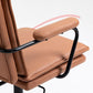 Black Frame Modern Task Chair with Padded Arms Faux Leather Computer Desk Chair