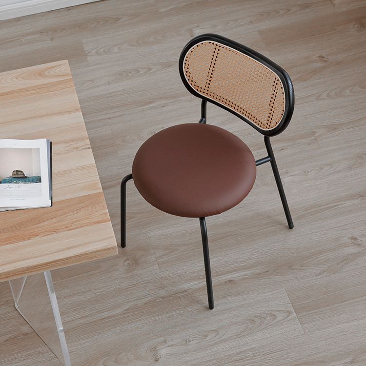 PU Leather Armless Dining Chair Contemporary Cane Back Dining Chair Clearhalo 'Dining Chairs' 'Dining Tables & Seating' 'dining_chair' 'furn' 'furn_dining_chair' 'Furniture' 'furniture_dining_chair' 'Kitchen & Dining Furniture' 1200x1200_658f81c9-f3e9-413d-9f6a-eaa1d0a2cc64