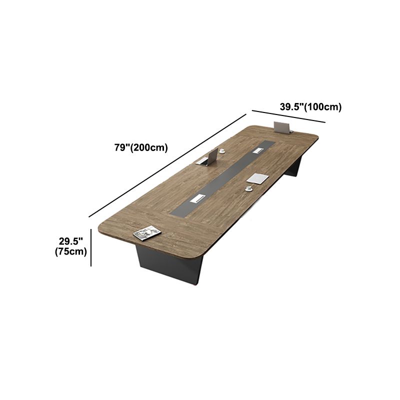 Wooden Curved Writing Desk Industrial Style Cable Management Office Desk Clearhalo 'furn' 'furn_office_desk' 'Furniture' 'Office Desks' 'Office Furniture' 'office_desk' 1200x1200_658ffcf2-97a6-4ca6-9e48-2c91ee3e655a