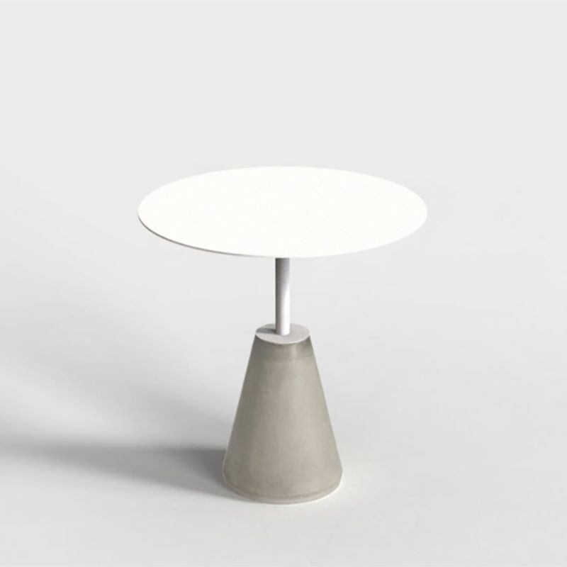 Contemporary Round Steel Top Sofa Side Table Concrete Pedestal End Table
