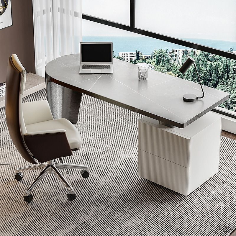 Moderner 29,53-Zoll großer Schreibtisch 2 Schubladen Stone Office Desk