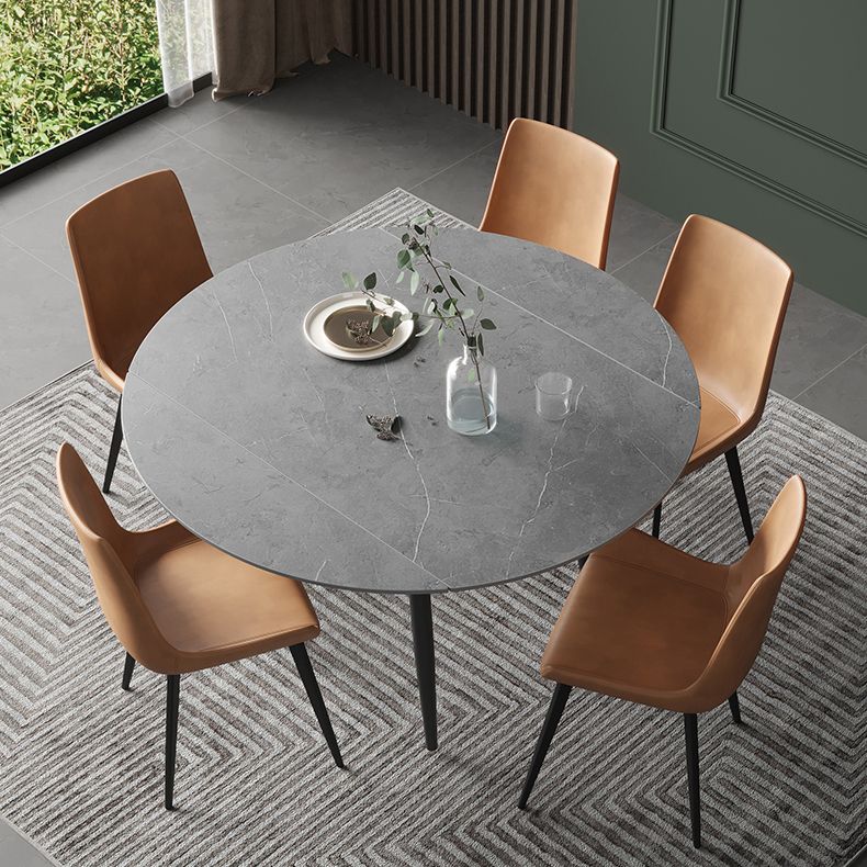 Simplicity Round Dining Table Sintered Stone Table with 4 Black Legs for Dining Room Clearhalo ' dining_table' 'Dining Tables & Seating' 'Dining Tables' 'furn' 'furn_dining_table' 'Furniture' 'furniture_dining_table' 'Kitchen & Dining Furniture' 'kitchen&dining_furn' 'kitchen' 'kitchen_dining_table' 1200x1200_6591dcd6-03e1-4b24-b244-6f1b1d6ab6a4