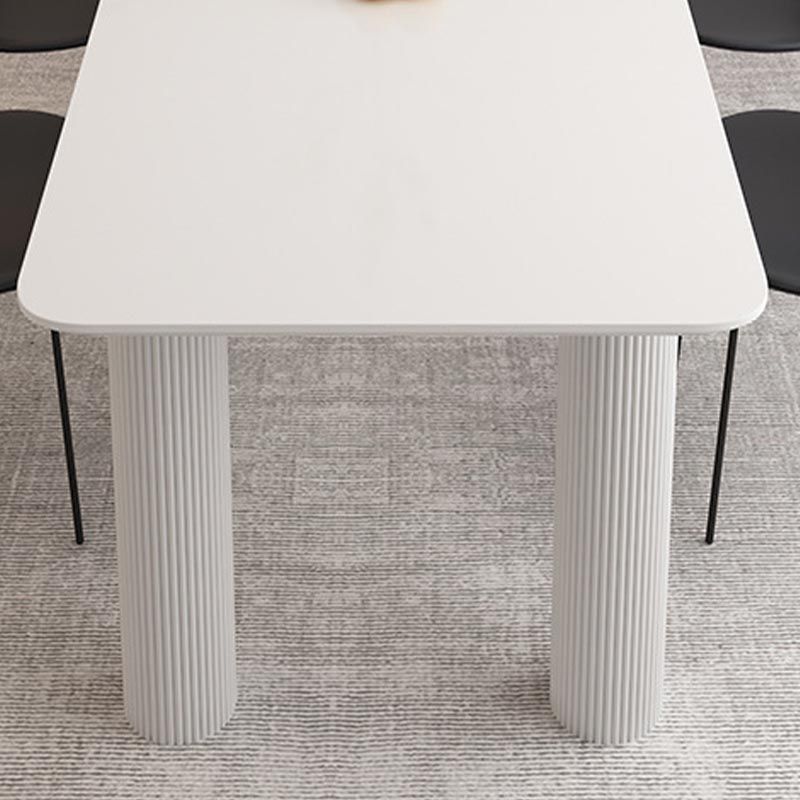 Modern Rectangle Dining Room Collection Stone and Wood Fixed Dinner Table Clearhalo 'Dining Tables & Seating' 'Dining Tables' 'dining_table' 'furn' 'furn_dining_table' 'Furniture' 'Kitchen & Dining Furniture' 1200x1200_65920747-2c3d-40e7-8a7c-0a4a75f87458