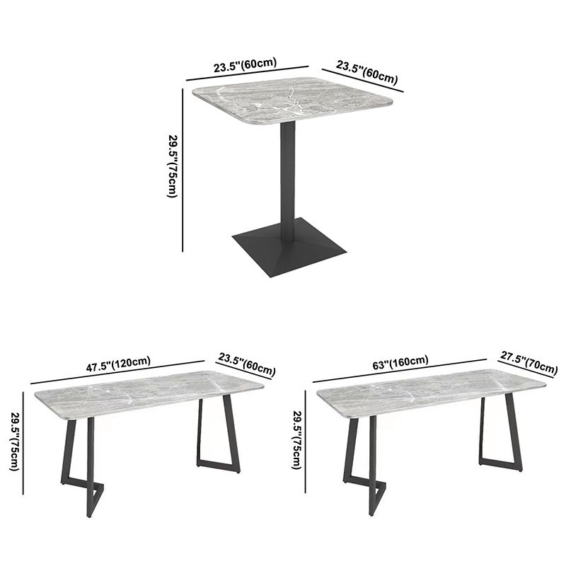 Industrial Sintered Stone Dinner Room Kitchen Table Gray Top Table with Black Frame for Dining Room Clearhalo ' dining_table' 'Dining Tables & Seating' 'Dining Tables' 'furn' 'furn_dining_table' 'Furniture' 'furniture_dining_table' 'Kitchen & Dining Furniture' 'kitchen&dining_furn' 'kitchen' 'kitchen_dining_table' 1200x1200_6599ae89-813a-4b22-adbc-cb6afea00726