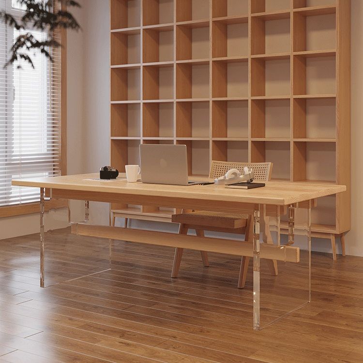 Solid Wood Trestle Base Table Modern Furniture in Natural for Restaurant Clearhalo 'Dining Tables & Seating' 'Dining Tables' 'dining_table' 'furn' 'furn_dining_table' 'Furniture' 'Kitchen & Dining Furniture' 1200x1200_659eefad-f32c-4b43-99fe-21d8162b224b