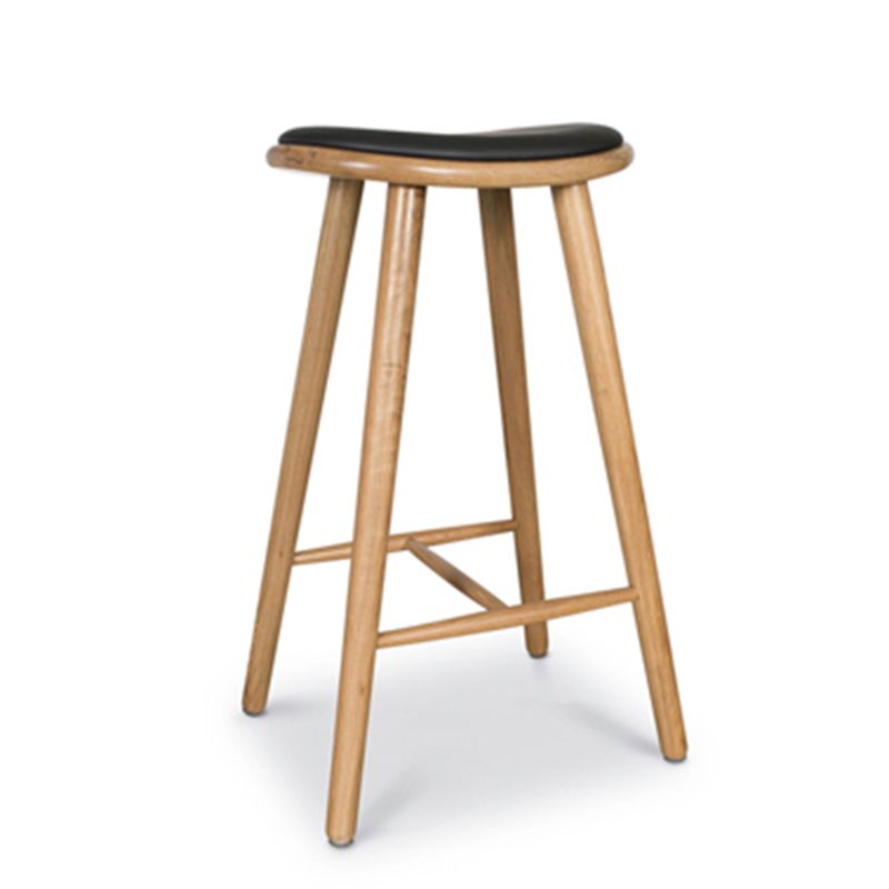 Taburete contemporáneo de la madera maciza sin espalda con cojín de cuero