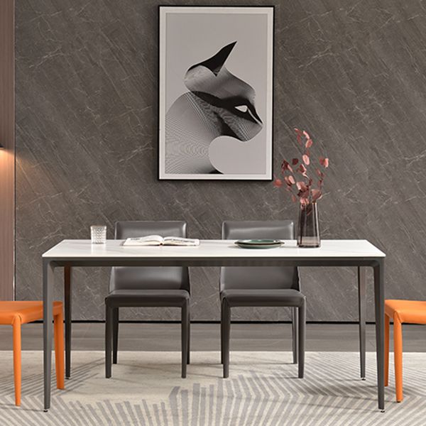 Contemporary Sintered Stone Dining Table 4 Legs Rectangular Table in White Clearhalo ' dining_table' 'Dining Tables & Seating' 'Dining Tables' 'furn' 'furn_dining_table' 'Furniture' 'furniture_dining_table' 'Kitchen & Dining Furniture' 'kitchen&dining_furn' 'kitchen' 'kitchen_dining_table' 1200x1200_65a0c2dd-2d7f-4018-b7bb-844762a8e906
