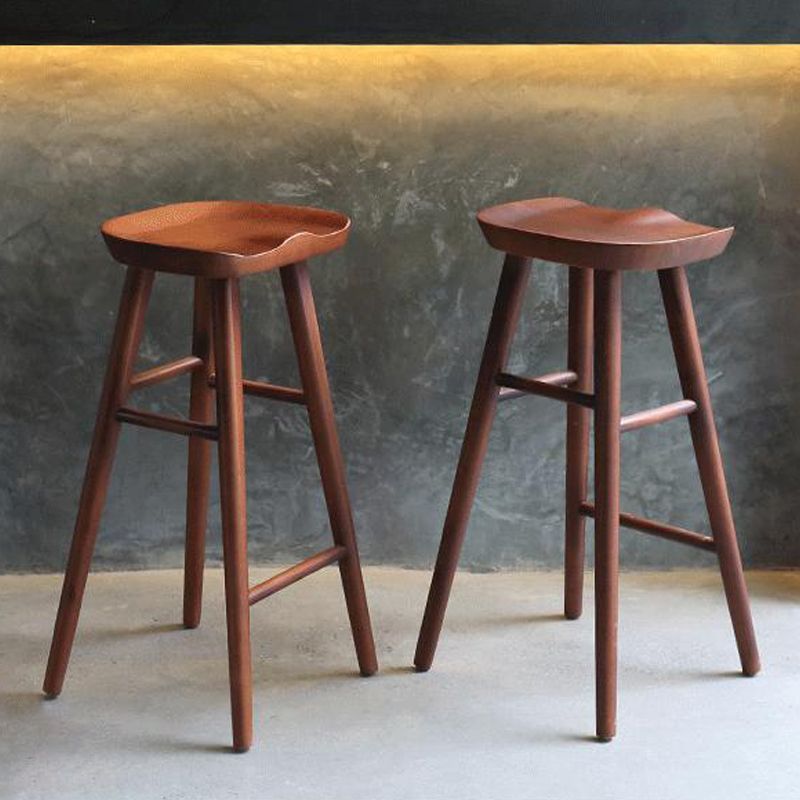 Industrial Armless Bar Stools Wood Dining Stool with Footrest Clearhalo 'Bar Furniture' 'Bar Stools' 'bar_stools' 'furn' 'furn_bar_stools' 'Furniture' 'Kitchen & Dining Furniture' 1200x1200_65a10598-8b4b-4f2d-a205-ef145c0fd4e1