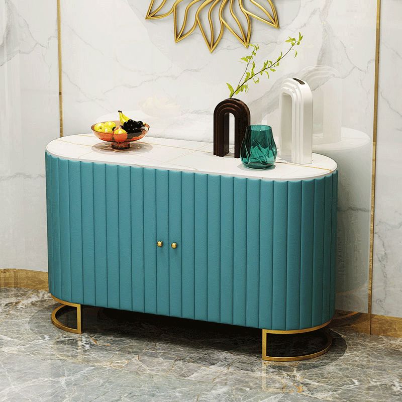 33.5"H Glam Style Credenza Stone Countertop Cabinets Dining Server for Living Room Clearhalo 'buffet_sideboard' 'Buffets & Sideboards' 'furn' 'furn_buffet_sideboard' 'Furniture' 'Kitchen & Dining Furniture' 1200x1200_65a316a3-3f67-4883-960a-137ca9cf45fc