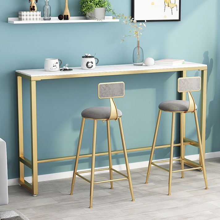 1/3 Pieces Glam Iron Bar Table Set Rectangle White Stone Top Bistro Set with Footrest Clearhalo 'Bar Furniture' 'furn' 'furn_home_bar_bar_sets' 'Furniture' 'Home Bars & Bar Sets' 'home_bar_bar_sets' 'Kitchen & Dining Furniture' 1200x1200_65a3e599-ea54-4def-91eb-acc682ae3d03