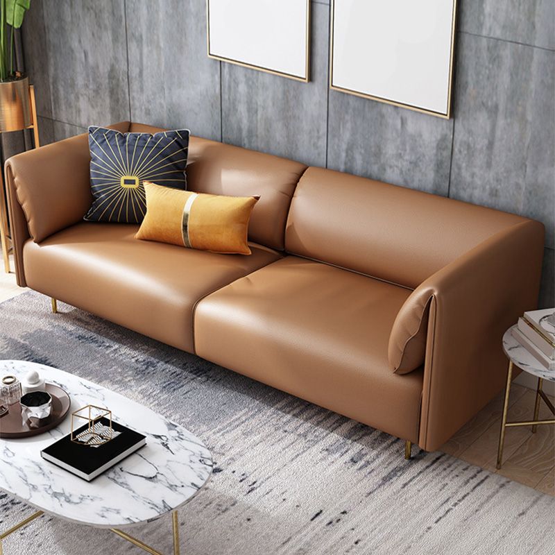 Pillow Top Arm Sofa Modernism Faux Leather 28.35-In High Sofa Clearhalo 'furn' 'furn_sofas' 'Furniture' 'furniture_sofas' 'kitchen' 'kitchen_sofas' 'Living Room Furniture' 'Sofa' 'sofas' 1200x1200_65a40269-e8d3-4a6f-82b1-9a37f53f6591