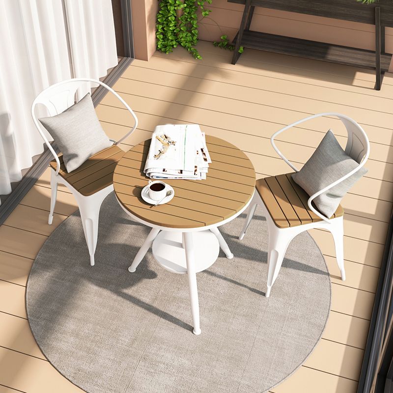 Moderne 1/2/3-delige eetset ronde houten eettafel voor balkon