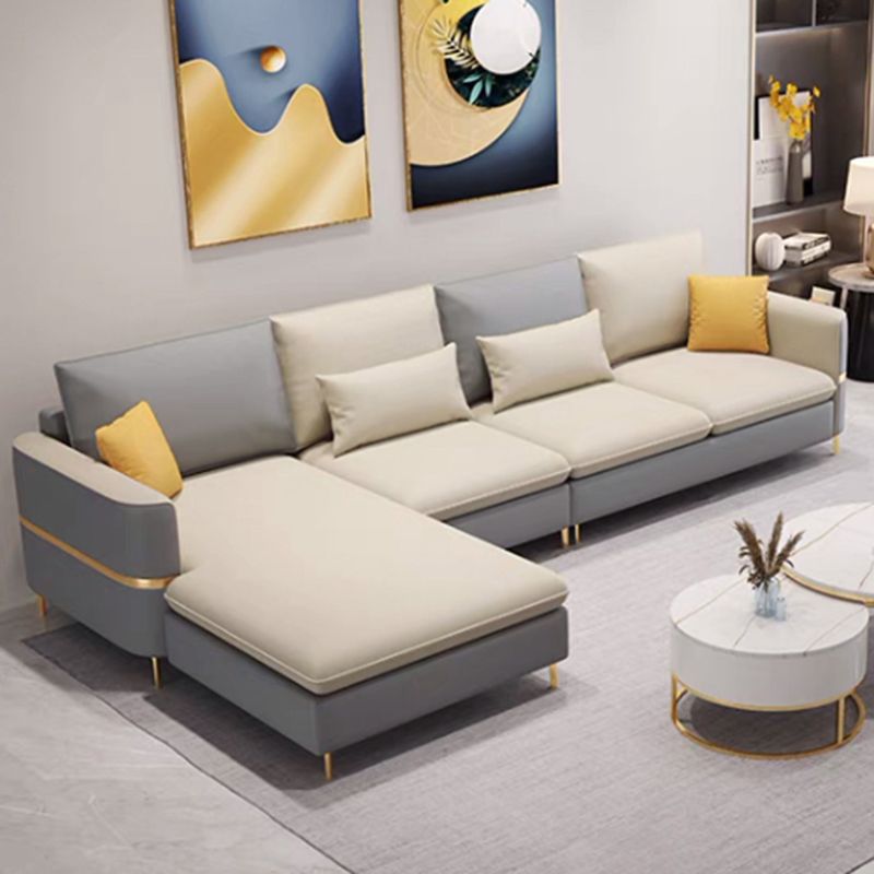 Contemporary 4-Seater Sectional with Square Arms for Living Room Clearhalo 'furn' 'furn_sectionals' 'Furniture' 'Living Room Furniture' 'Sectionals' 1200x1200_65a48129-a238-483f-ae57-3c52c8cea96c