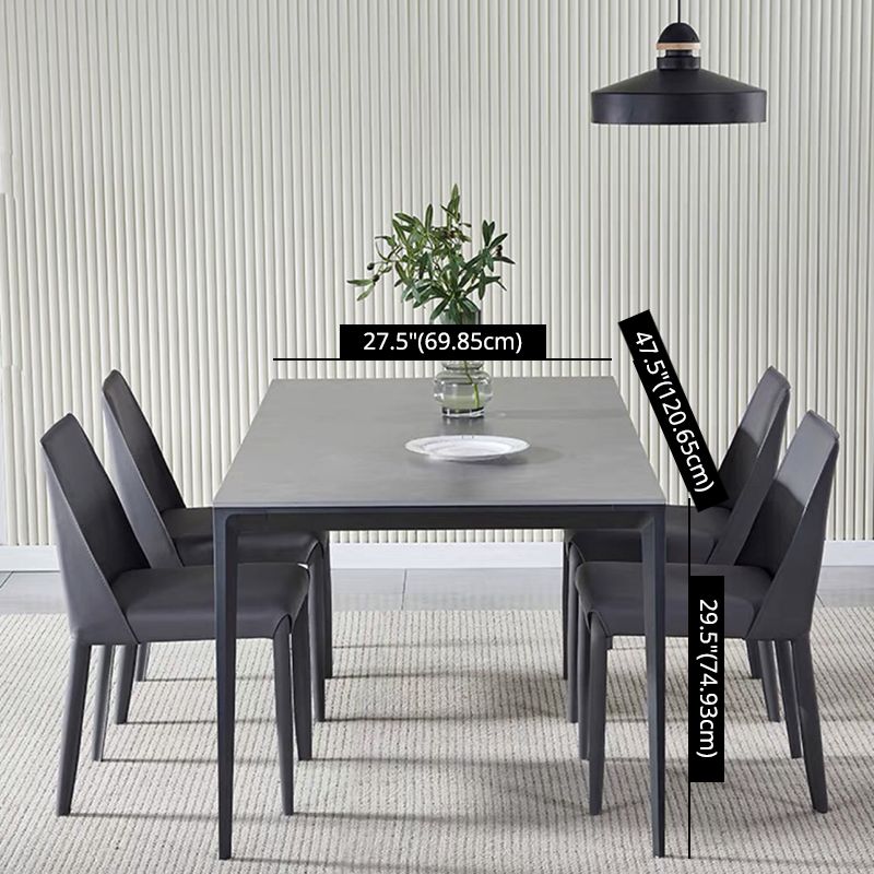 Standard Sintered Stone Top Dining Set with 4 Black Metallic Legs for Dining Furniture Clearhalo 'Dining Room Sets' 'Dining Tables & Seating' 'dining_room_set' 'furn' 'furn_dining_room_set' 'Furniture' 'furniture_dining_room_set' 'Kitchen & Dining Furniture' 'kitchen&dining_furn' 'kitchen' 1200x1200_65a59a9c-6891-414a-aa2b-6214dec32d5e