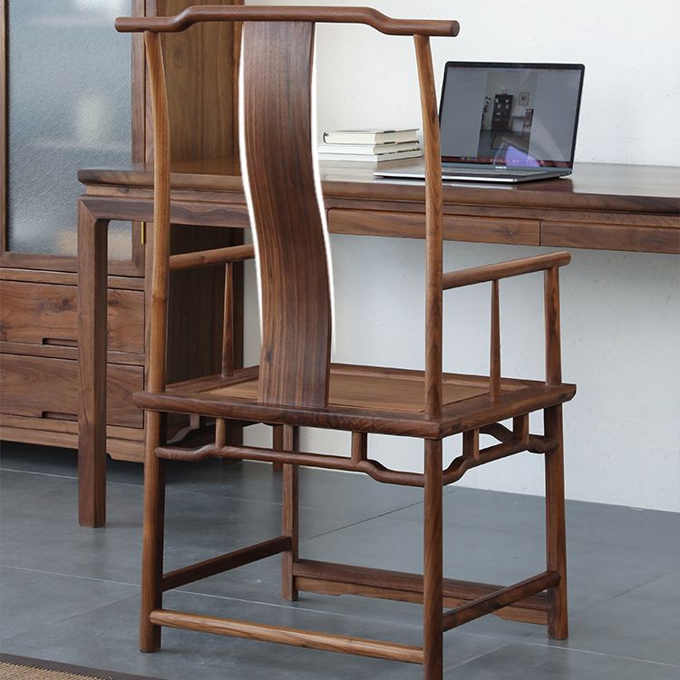 Silla de comedor de madera sólida silla de comedor de espalda tradicional con cojín