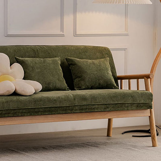 3-Seater Solid Wood Sofa Scandinavian Single Cushion Seat with Pillows
